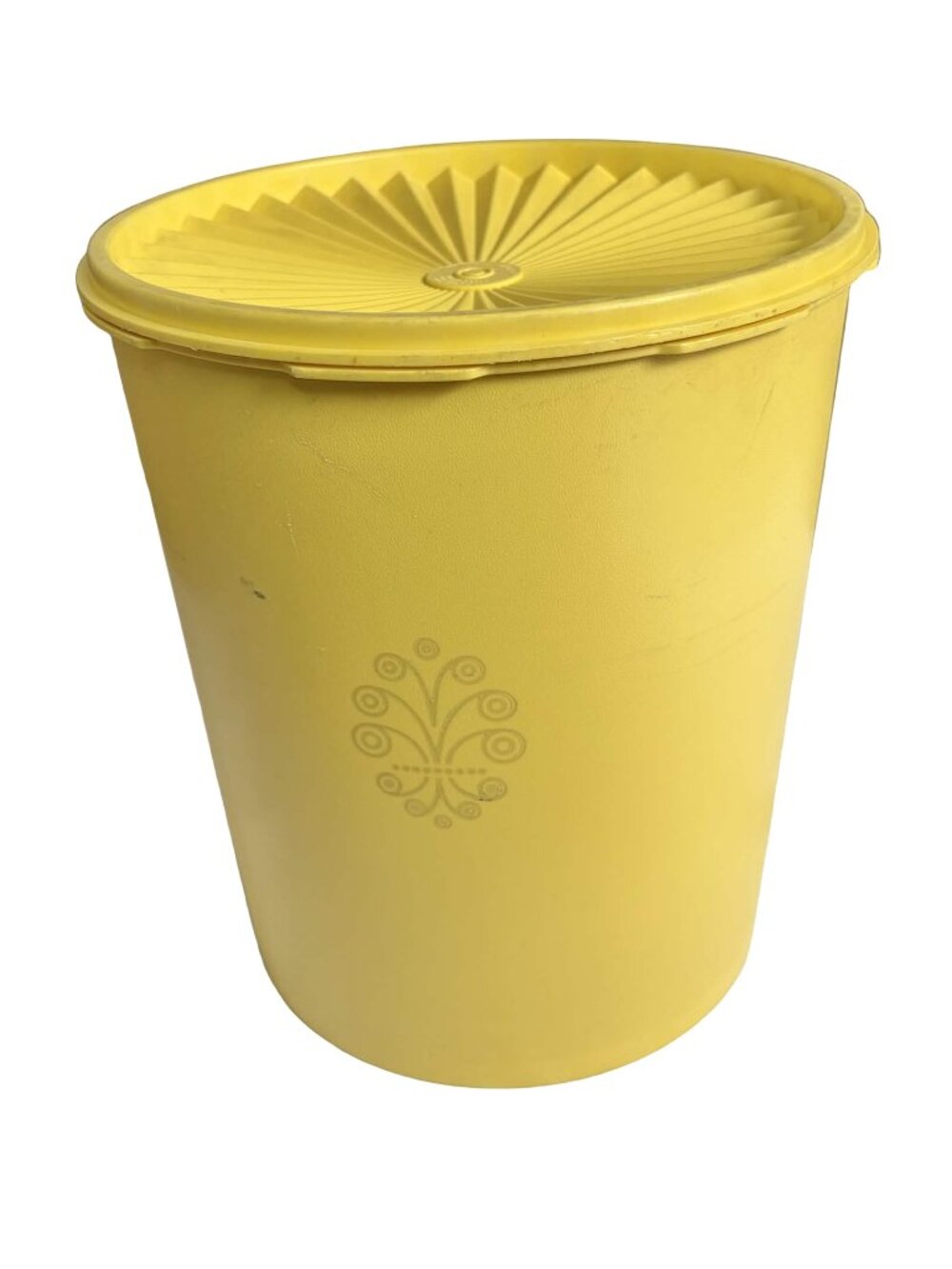 Vintage Tupperware Yellow Starburst Canister w/ Lid #1339 6 Quart 1970s